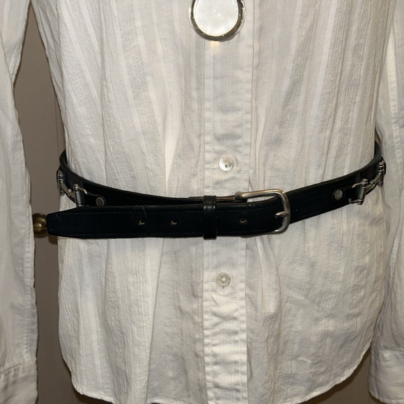 TORY Double snaffle silver horse bit, preowned black leather belt - Picture 8 of 8